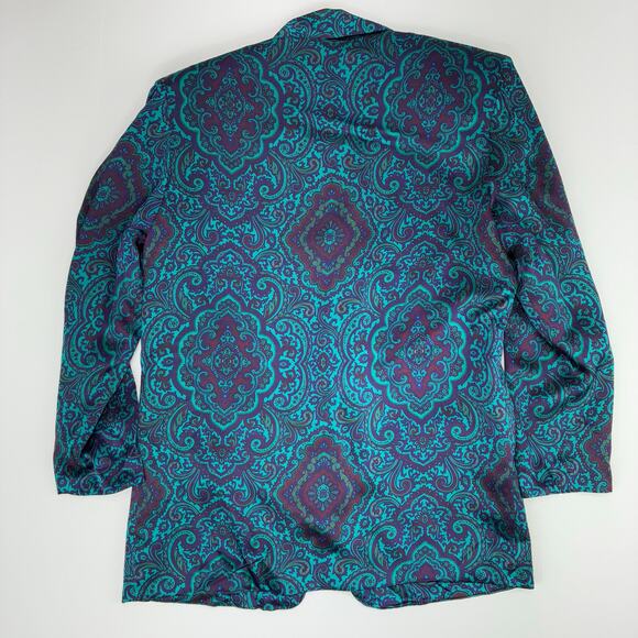 Vintage Silk Paisley Boho Miami Mob Wife Blazer Size 6 - Picture 3 of 7